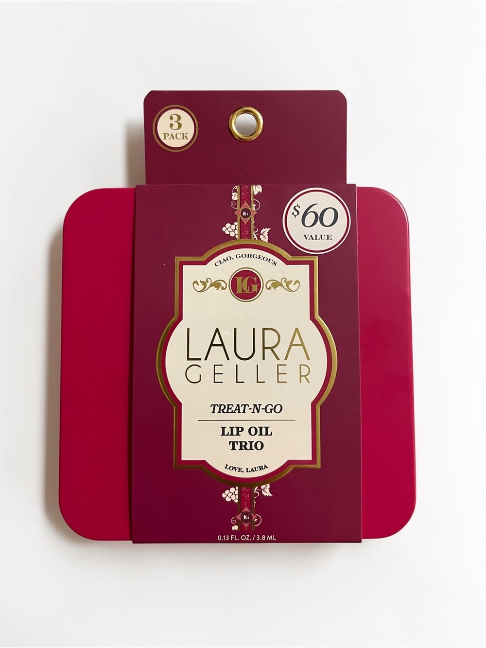 Laura Geller Treat-N-Go Lip Oil Trio Tin Set 3pc New